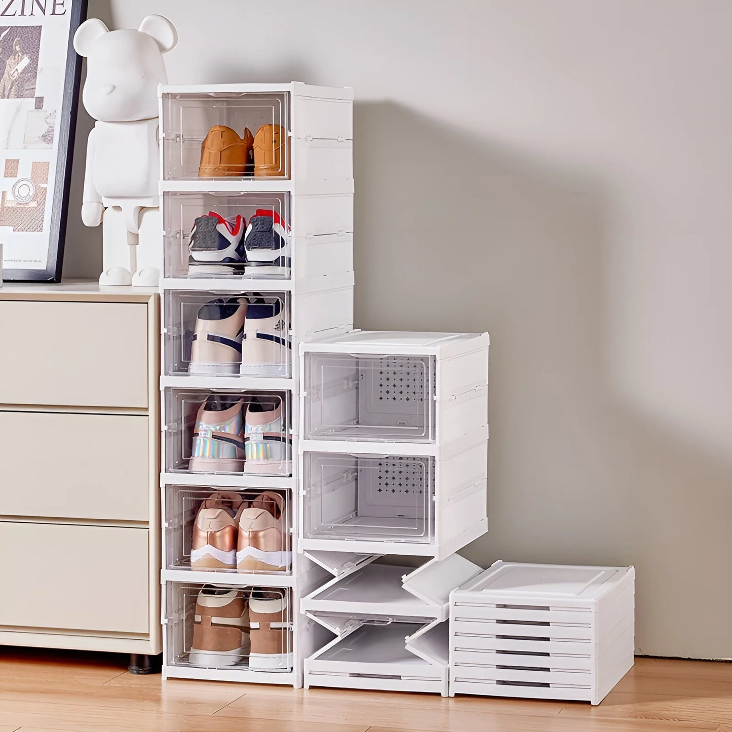Stackable Transparent Shoe Storage Cabinet